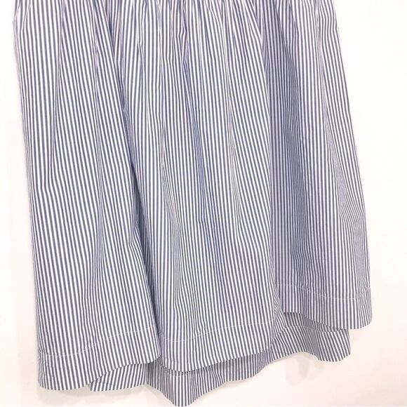 Gap Blue White Pinstripe Smock Waist Nautical Cotton Midi Skirt - Picture 13 of 16